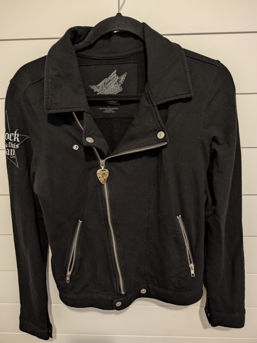 Disney Rock 'n' Roller Coaster Aerosmith Moto Jacket Black Juniors Large/Women S - Picture 1 of 10